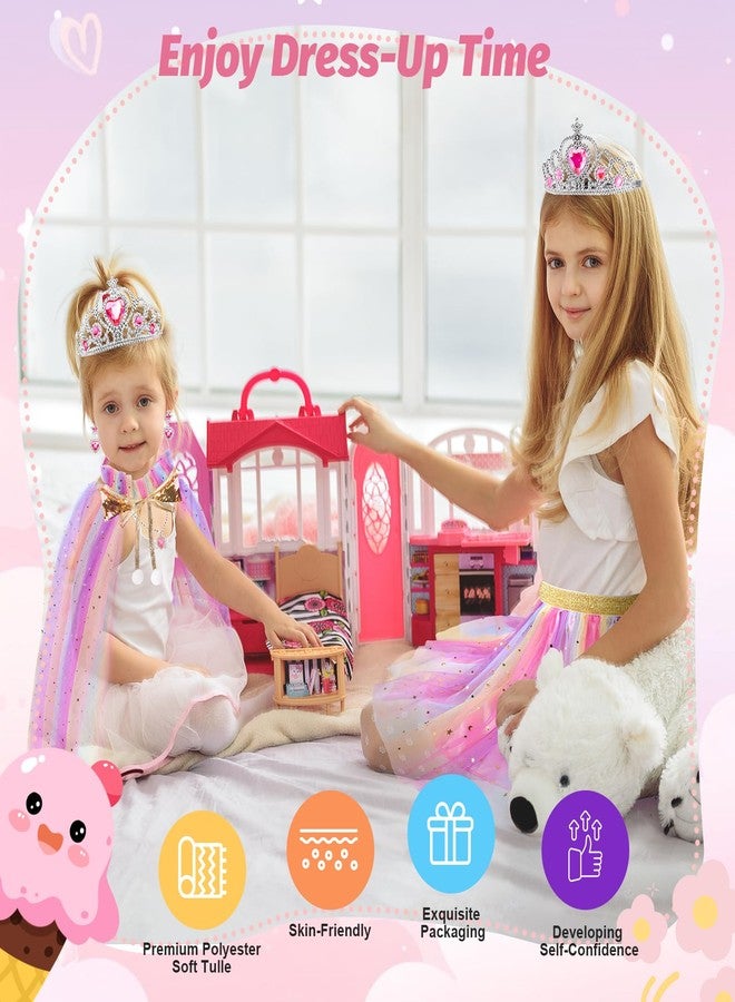 FunMission Princess Dress Up for Little Girl Toys, 9Pcs Christmas Costumes for Kids, Princess Costume Girls, Dress up Clothes for Play, Princess Cape with Crown, Present for Ages 3+ - Image 4